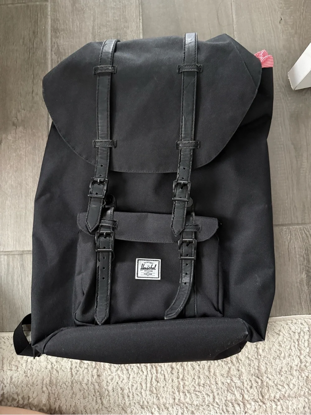 Herschel Supply Company Black Classic Flap Backpack with Buckle Straps